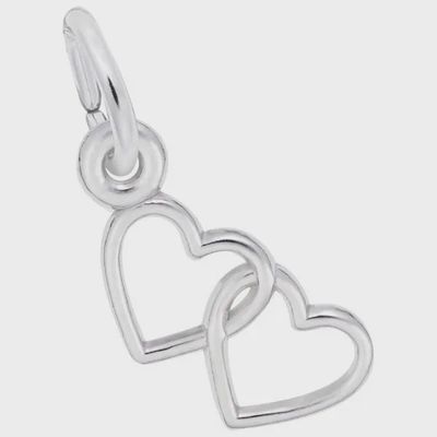 Nuco Charm Sterling - Two Open Hearts Accent