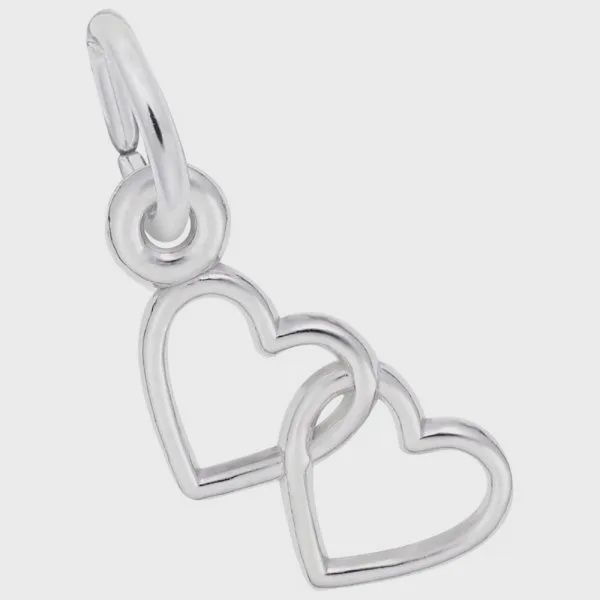Nuco Charm Sterling - Two Open Hearts Accent