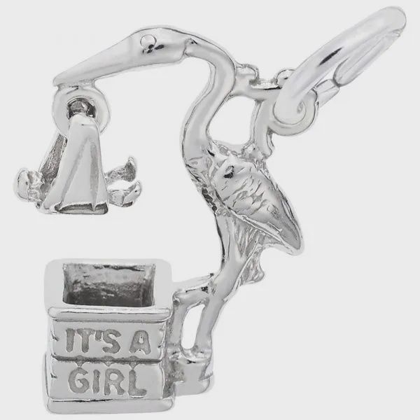 Nuco Charm Sterling - It&#39;s a Girl Stork