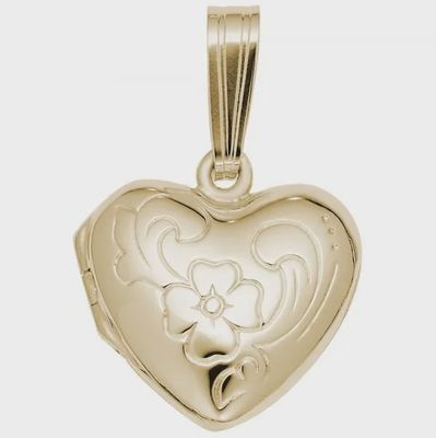 Nuco Charm Gold Plated - Heart with Flower Design Locket
