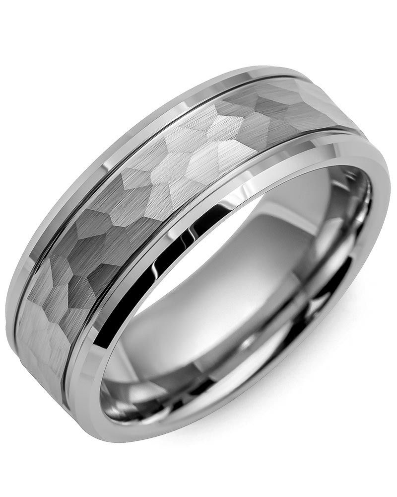 Madani Tungsten Hammer Bevelled Edges Ring 8mm