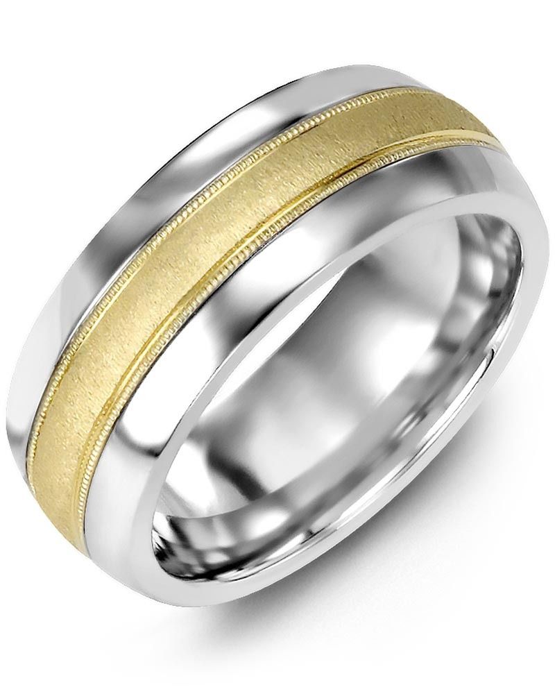 Madani Cobalt &amp; 10k Classic Yellow Gold Milgrain Ring 6.5mm