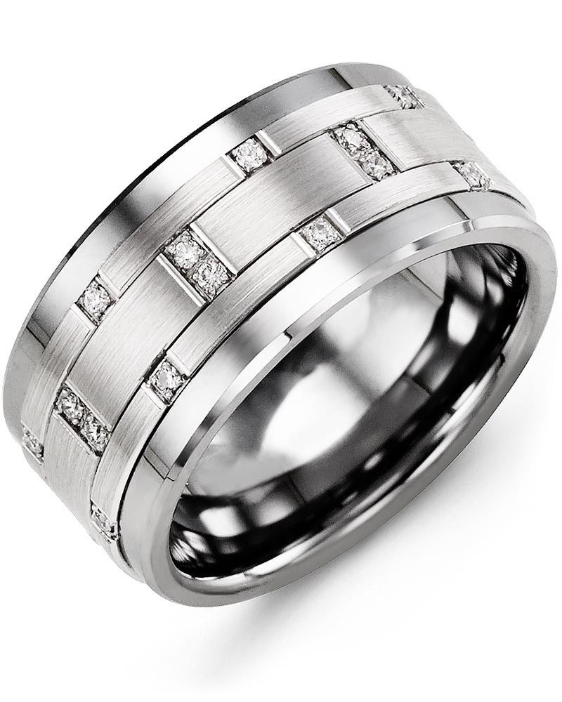 Madani Cobalt &amp; 10k White Gold 0.14ct Ring 11 mm