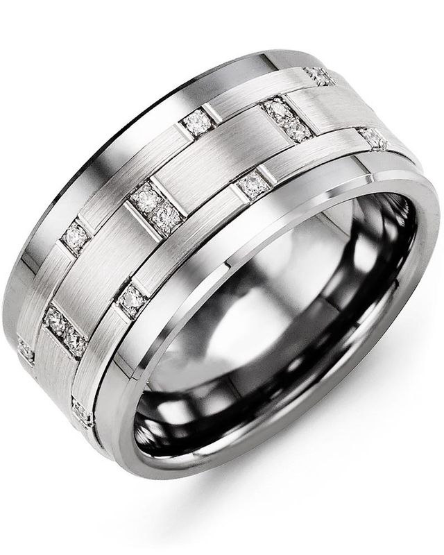 Madani Cobalt &amp; 10k White Gold 0.14ct Ring 11 mm