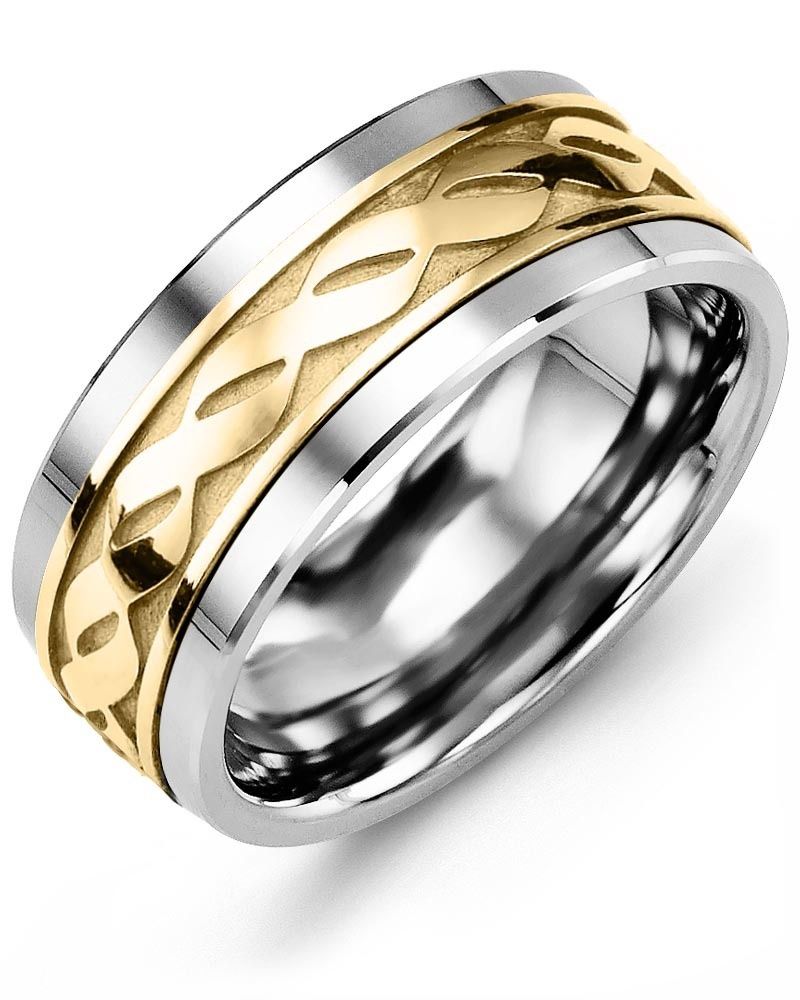 Madani Cobalt &amp; 10k Yellow Gold Infinity Ring 9mm
