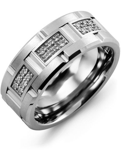Madani Cobalt &amp; 10k White Gold 0.18ct Ring 9mm