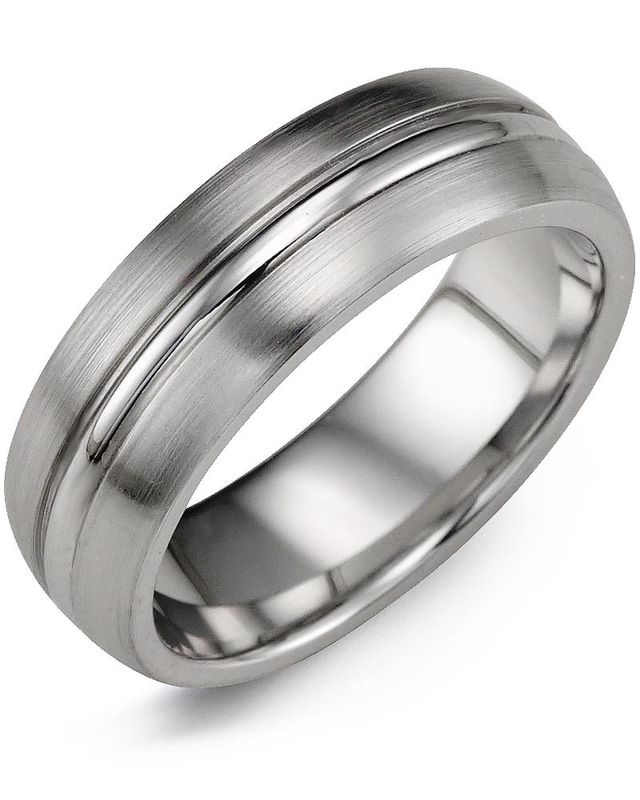 Madani Cobalt Brushed Polished Accent Ring 7mm