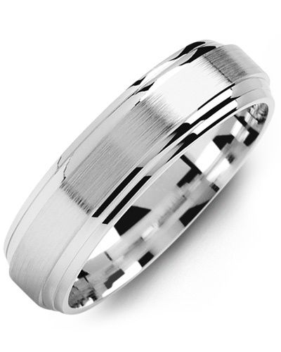 Madani Gold Brush Center Duo Polished Edges Ring 10k 6mm