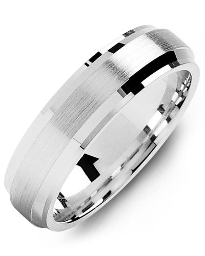 Madani Men&#39;s Gold Two Step Bevelled Brush Ring