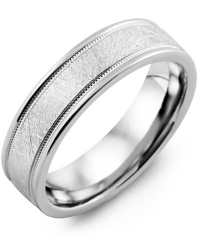 Madani Gold Hand Brush Milgrain Edges Ring 6mm