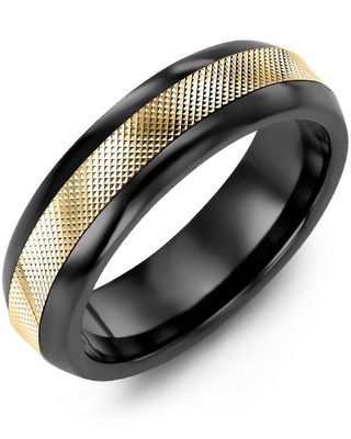 Madani Black Ceramic &amp; 10K White Gold Ring 6.5mm