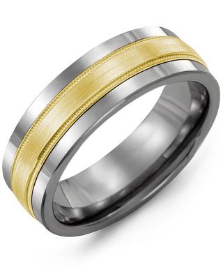 Madani Cobalt &amp; 10k White Gold Satin Milgrain Ring 7mm