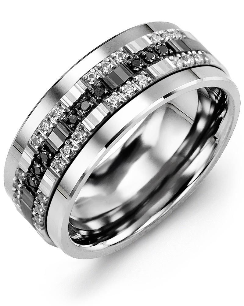 Madani Cobalt &amp; 10k White &amp; Black Gold 0.42ct Ring 9mm