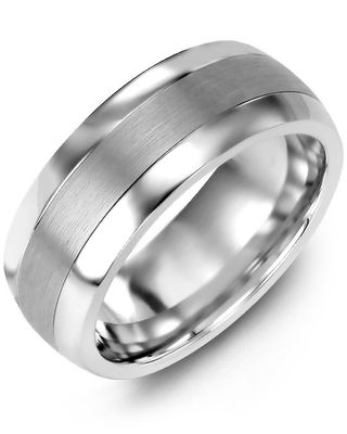 Madani Tungsten &amp; 10k Yellow Gold Plain Dome Ring 8.5mm