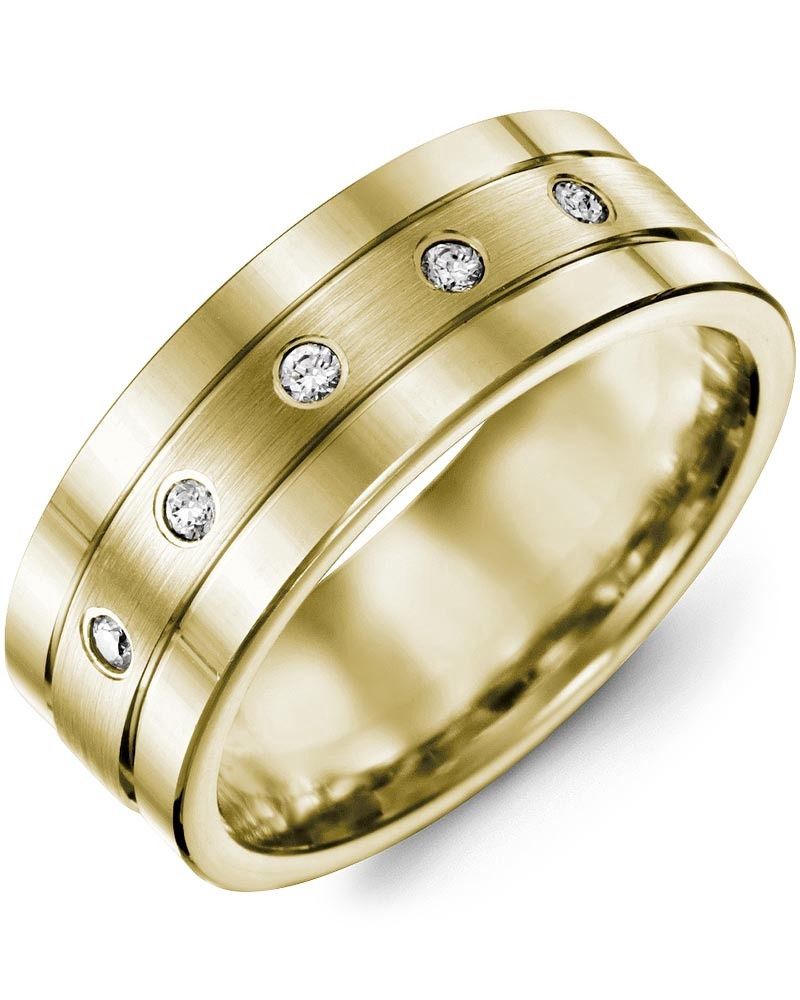 Madani Gold Triple Band Effect Diamond 0.10ct Ring 10K Yellow 8mm