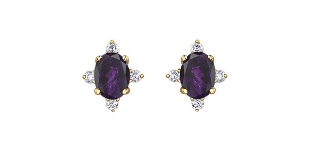 Corona Amethyst 10KY Gemstone Earrings DX894