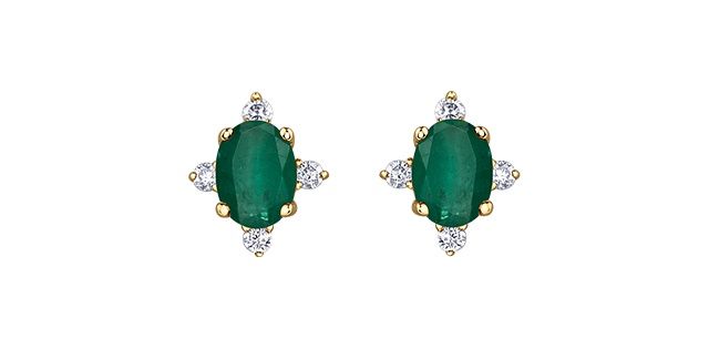Corona Emerald 10KY Gemstone Earrings DX894