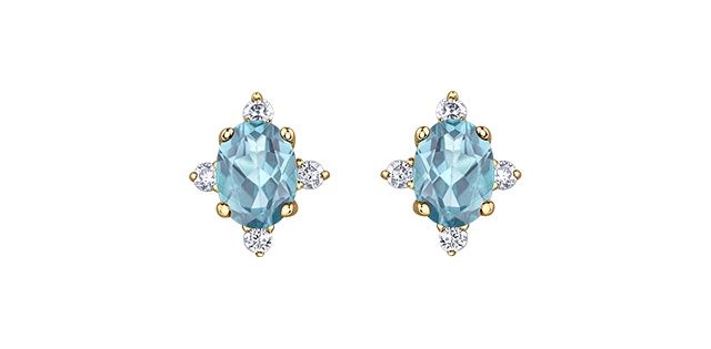 Corona Aquamarine 10KY Gemstone Earrings DX894