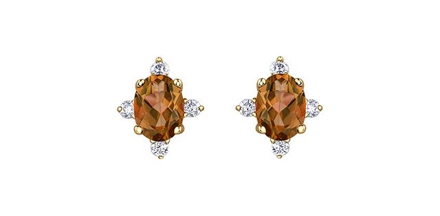 Corona Citrine 10KY Gemstone Earrings DX894