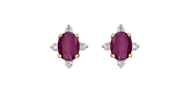 Corona Ruby 10KY Gemstone Earrings DX894