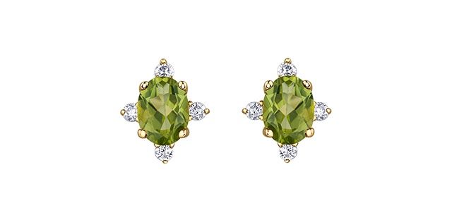 Corona Peridot 10KY Gemstone Earrings DX894