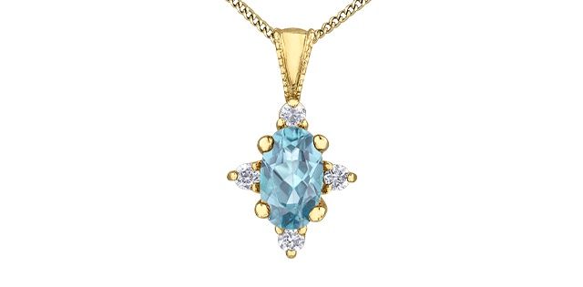 Corona Aquamarine 10KY Gemstone Necklace DX895
