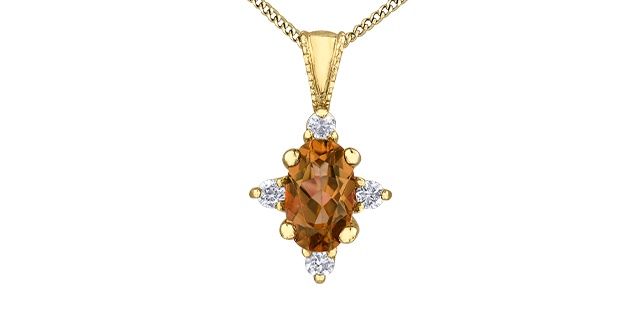 Corona Citrine 10KY Gemstone Necklace DX895