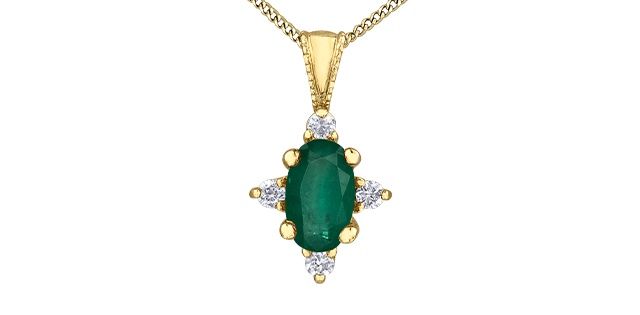 Corona Emerald 10KY Gemstone Necklace DX895
