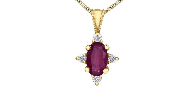 Corona Ruby 10KY Gemstone Necklace DX895