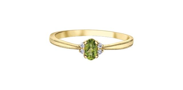 Corona Peridot 10KY Gemstone Ring DX896