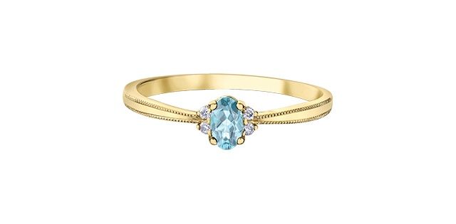 Corona Aquamarine 10KY Gemstone Ring DX896