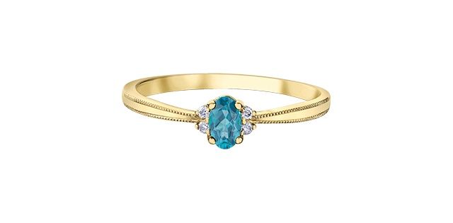 Corona Blue Topaz 10KY Gemstone Ring DX896