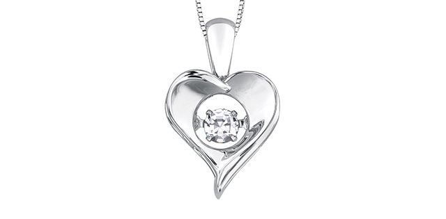 Corona Pulse White Topaz Sterling Silver Heart Necklace DX664