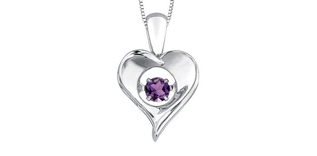 Corona Pulse Amethyst Sterling Silver Heart Necklace DX664