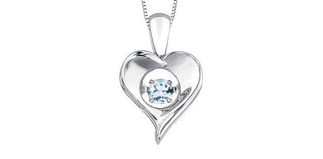 Corona Pulse Aquamarine Sterling Silver Heart Necklace DX664
