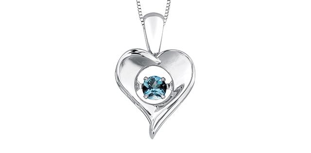 Corona Pulse Blue Topaz Sterling Silver Heart Necklace DX664