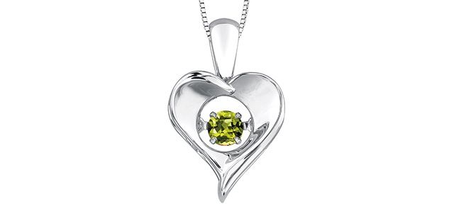 Corona Pulse Peridot Sterling Silver Heart Necklace DX664