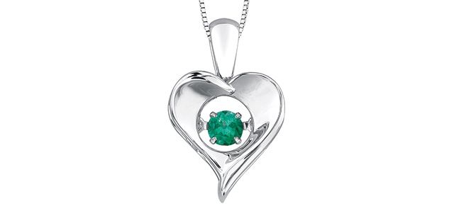 Corona Pulse Emerald Sterling Silver Heart Necklace DX664