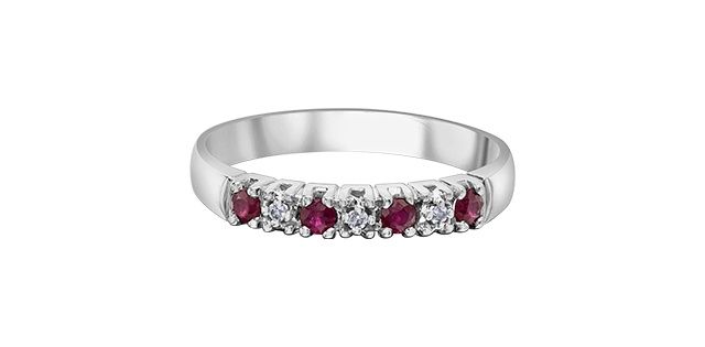 Corona Ruby &amp; Diamond .02TW 10KW Gemstone Ring DX921