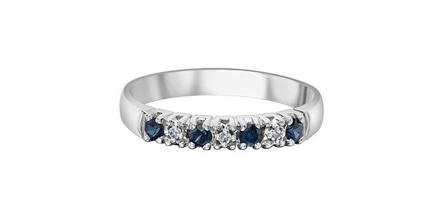 Corona Sapphire &amp; Diamond .02TW 10KW Gemstone Ring DX921