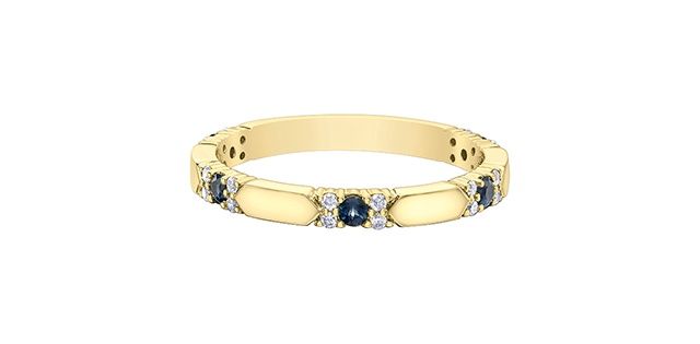 Corona Sapphire &amp; Diamond .13TW 10KY Gemstone Ring DX942