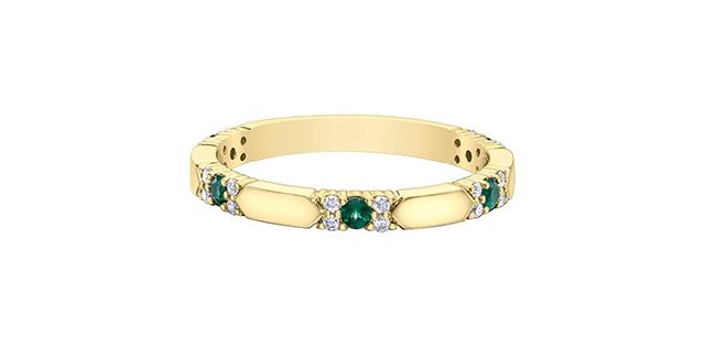 Corona Emerald &amp; Diamond  10KY.13TW Gemstone Ring DX942
