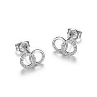 REIGN Earrings Sterling - Cubic Zirconia Interlocking Circle Stud R2AN660000