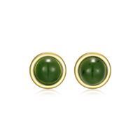 REIGN Earrings Sterling - Genuine Green Nephrite Studs 32AU3PHU58