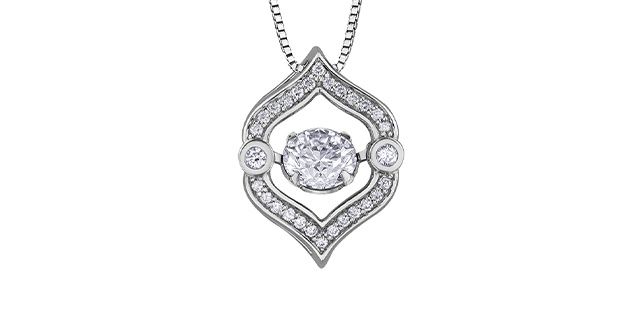 Maple Leaf Diamond Pulse Necklace 14KW .60TW PP4397