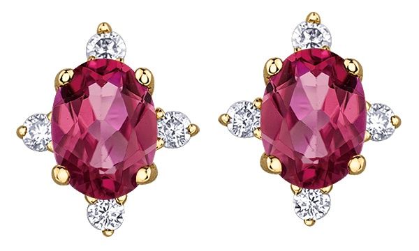 Corona Pink Tourmaline 10KY Gemstone Earrings DX894