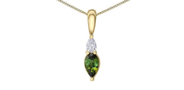 Corona Green Tourmaline 10KY Gemstone Necklace