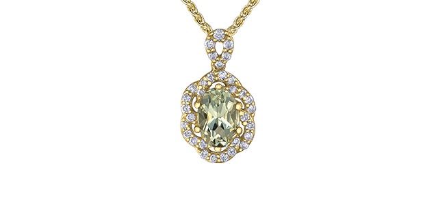Corona Green Amethyst 10KY Gemstone Necklace