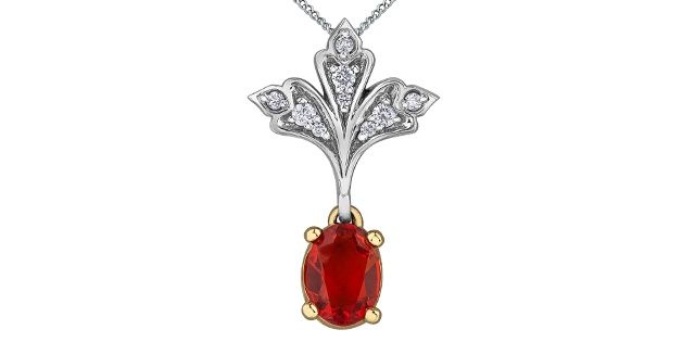 Corona Fire Opal 10KWY Gemstone Necklace