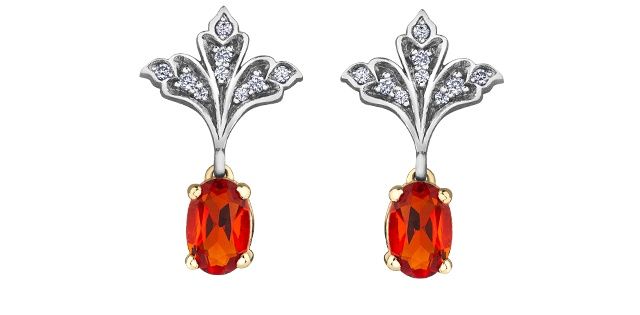 Corona Fire Opal 10KWY Gemstone Earrings